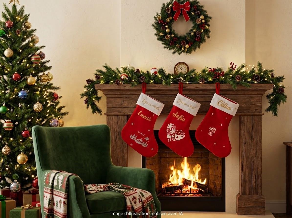 Botte de Noël personnalisée prénom thermocollant pailleté